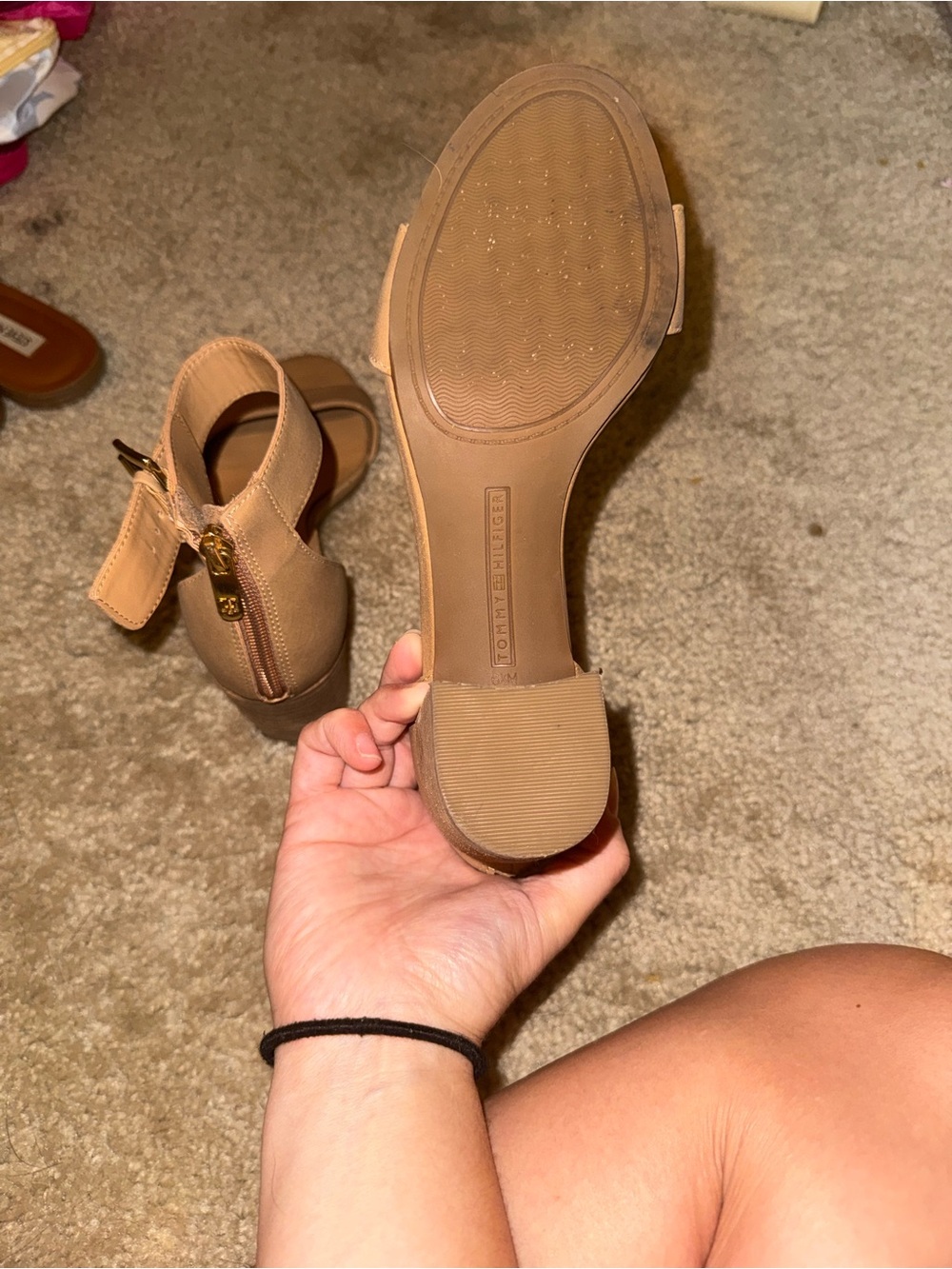 Tommy Hilfiger Nude Tan Block Heel Sandal - Picture 5 of 5